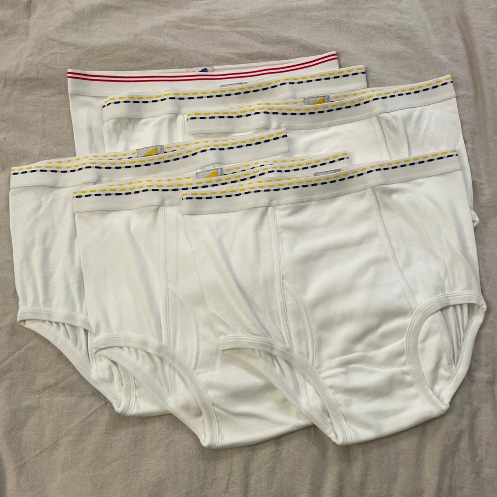 Vintage Tiger Briefs Mens 40-42 White 6 Pack Cotton Underwear NEW